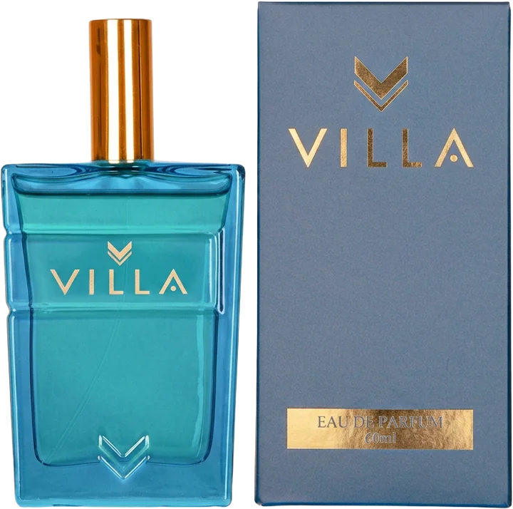 Villa eau de parfum 60ml in blue glass with gift box