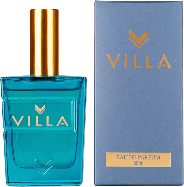 Villa eau de parfum 30ml in teal glass with gift box